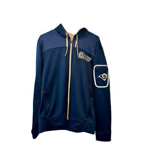 GEAR LA Rams Full Zip Hoodie Blue NFL Team Apparel Hooded Jacket Adult.